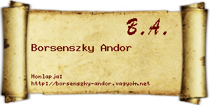 Borsenszky Andor névjegykártya