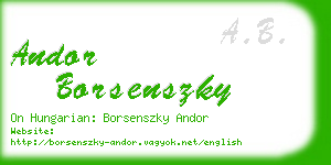 andor borsenszky business card